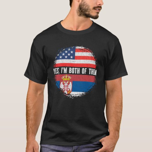 半米半セルビア米国旗セルビア Tシャツ (正面)