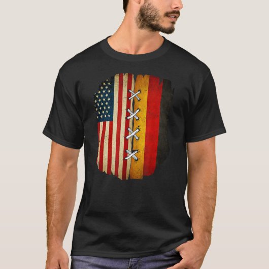 半米半ドイツ米国国旗ドイツ国旗 Tシャツ (正面)