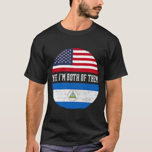 半米半ニカラグア米国国旗H Tシャツ (正面)