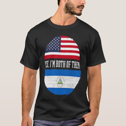 半米半ニカラグア米国国旗H Tシャツ (正面)