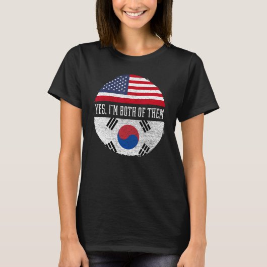 半米半韓国USA国旗South Kor Tシャツ (正面)