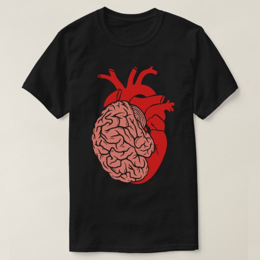 半脳半臓器ハート解剖学 Tシャツ (デザイン正面)