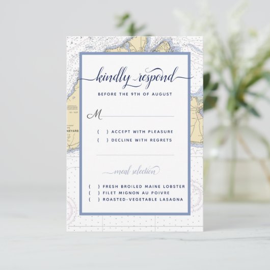 半航海のフォーマル結婚/イベントRSVPカード 出欠カード (スタンド正面)