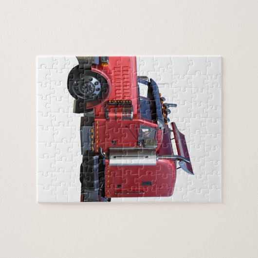 半赤のトラクターのTralerの金属トラック ジグソーパズル (横)