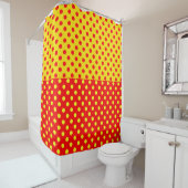 半赤イエロー水玉模様パターンデザイン シャワーカーテン (インサイチュ)