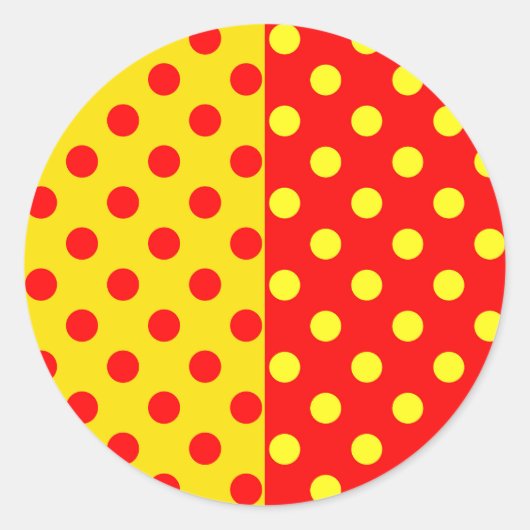 半赤イエロー水玉模様パターンデザイン ラウンドシール (正面)
