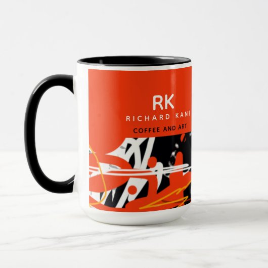半赤エレガント半抽象芸術マグカップ(名前) マグカップ (左)