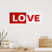 半赤/半白のラブワード ポスター (キッチン)