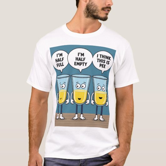 半身半身一杯の飲おもしろいみカップtシャツ tシャツ (正面)