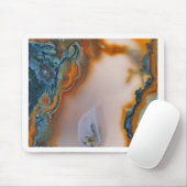 半透明なティール（緑がかった色）及び錆の瑪瑙 マウスパッド (マウス)