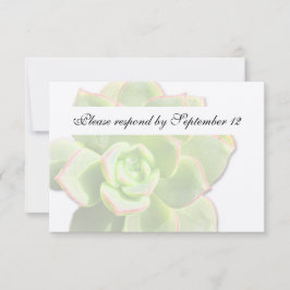 半透明な緑の水気が多いヴィンテージのrsvp 出欠カード