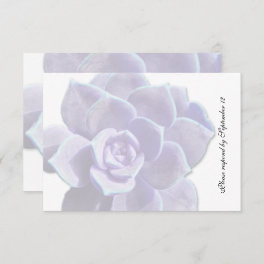 半透明な薄紫の水気が多いヴィンテージのrsvp 出欠カード (正面/裏面)