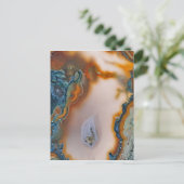 半透明のティール(緑がかった色)と錆の瑪瑙 ポストカード (スタンド正面)