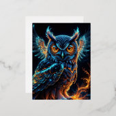 半透明のフクロウ白熱［赤熱］光を放つル、ルミニズム、バイオルミネセン 箔シーズンポストカード (正面/裏面)