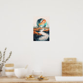 半透明のマシュスケープ:未来的な水彩痛 ポスター (キッチン)