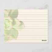 半透明の多肉パーソナライズされたレシピカード ポストカード (裏面)