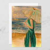 半透明の女性バイザシーフラットノテカード サンキューカード (正面/裏面)