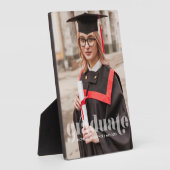 半透明の文字「卒業生」のカスタム フォトプラーク (側面)