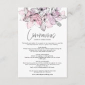 半透明の水色ピンクの花模様Covid安全性 エンクロージャーカード (正面)