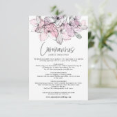 半透明の水色ピンクの花模様Covid安全性 エンクロージャーカード (スタンド正面)