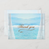 半透明の白いカーテンで海感謝してい雲を作成 サンキューカード (正面/裏面)