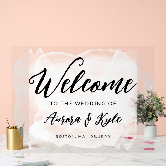 半透明の白い水の色結婚の歓迎 アクリルサイン (ウェディング)