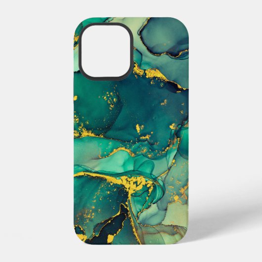 半透明の色彩の流れ、うねる金属のような渦 iPhoneケース (裏面)