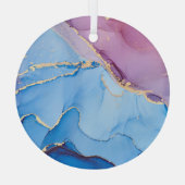 半透明の色相の流体：アルコールインク抽象芸術 ガラスオーナメント (裏面)