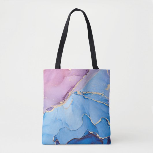 半透明の色相の流体：アルコールインク抽象芸術 トートバッグ (正面)