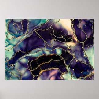 半透明の色相の電流、メタリックなスイの蛇行 ポスター