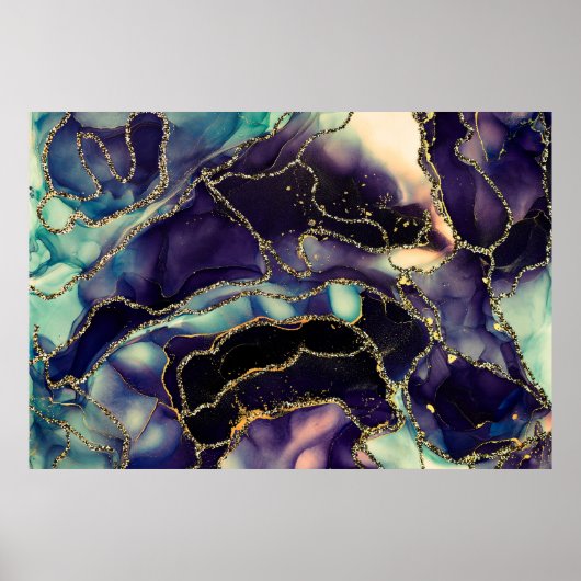 半透明の色相の電流、メタリックなスイの蛇行 ポスター (正面)