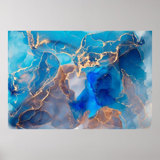 半透明の色相の電流、メタリックなスイの蛇行 ポスター (正面)