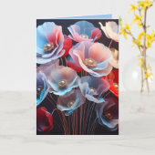 半透明の誕生日ポピーズオンブラック カード (黄色い花)