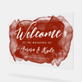 半透明の赤水の色結婚の歓迎 アクリルサイン (傾斜)