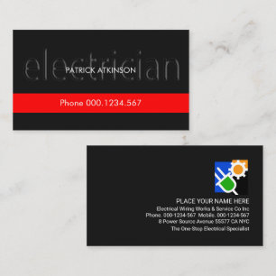 半透明の電気工事士看板の赤いレイヤ 名刺