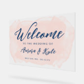 半透明の青い赤面の水結婚色の歓迎 アクリルサイン (傾斜)