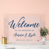 半透明の青い赤面の水結婚色の歓迎 アクリルサイン (ウェディング)