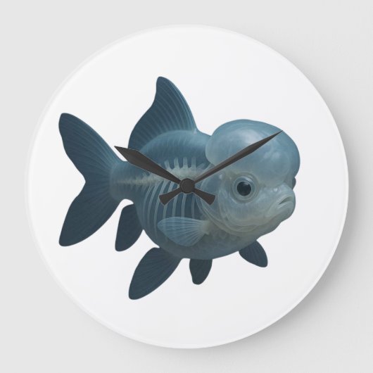 半透明の魚の解剖学 ラージ壁時計 (正面)