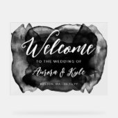 半透明の黒い水の色結婚の歓迎 アクリルサイン (正面)
