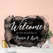 半透明の黒い水の色結婚の歓迎 アクリルサイン (ウェディング)