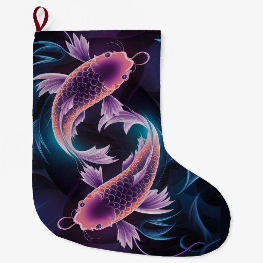 半透明カラフルのエキゾチック魚水槽 ラージクリスマスストッキング (正面)