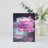 半透明ガラスバラ – ピンク ポストカード (スタンド正面)