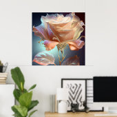 半透明ガラスバラ – ピーチ ポスター (ホームオフィス)