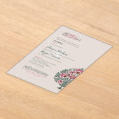 半透明ソフトグレーモダンイスラーム結婚ズ アクリル招待状 (レイダウン)