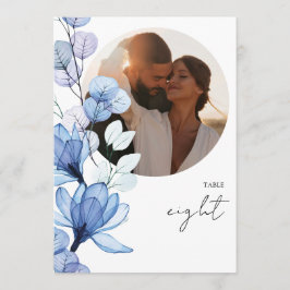 半透明ダスティーブルー花柄フォトテーブルナンバー 招待状