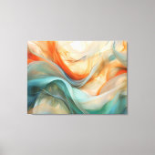 半透明フロー:オレンジ色の抽象芸術、トープ、ティール(緑がかった色) キャンバスプリント (正面)