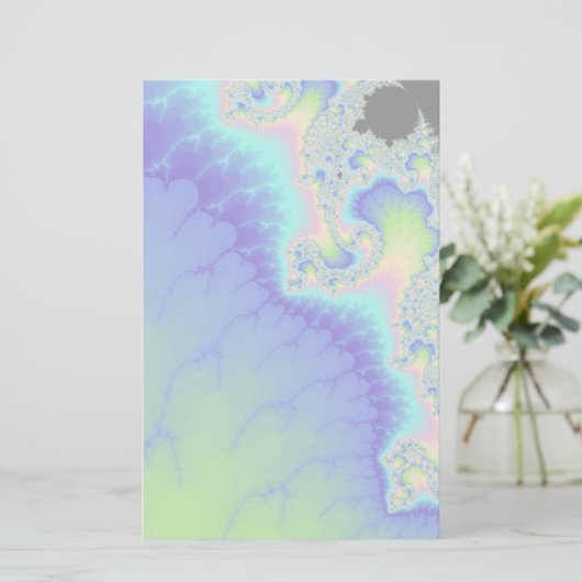 半透明抽象芸術青の海岸線フラクタル 便箋 (スタンド正面)