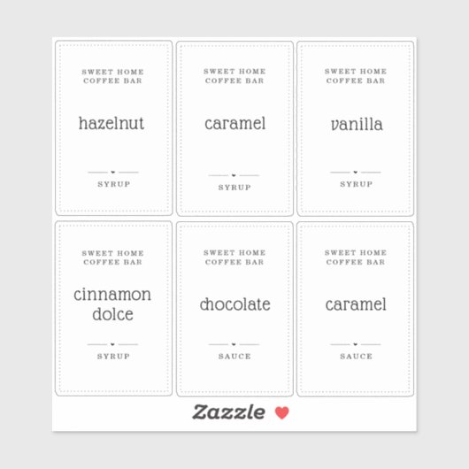 半透明澄んの2x3"コーヒーシロップのラベルシール シール (シート)