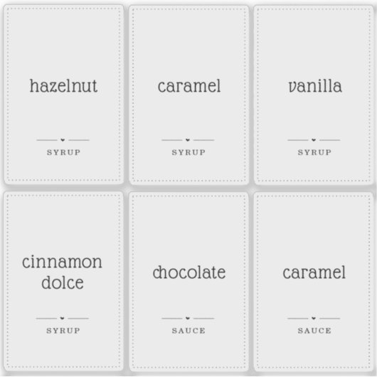 半透明澄んの2x3"コーヒーシロップのラベルシール シール (正面)