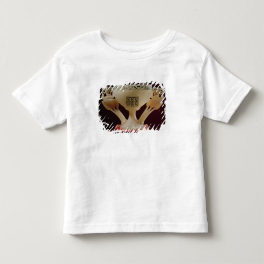 半開けられたはすの型枠の飲むコップ トドラーTシャツ (正面)